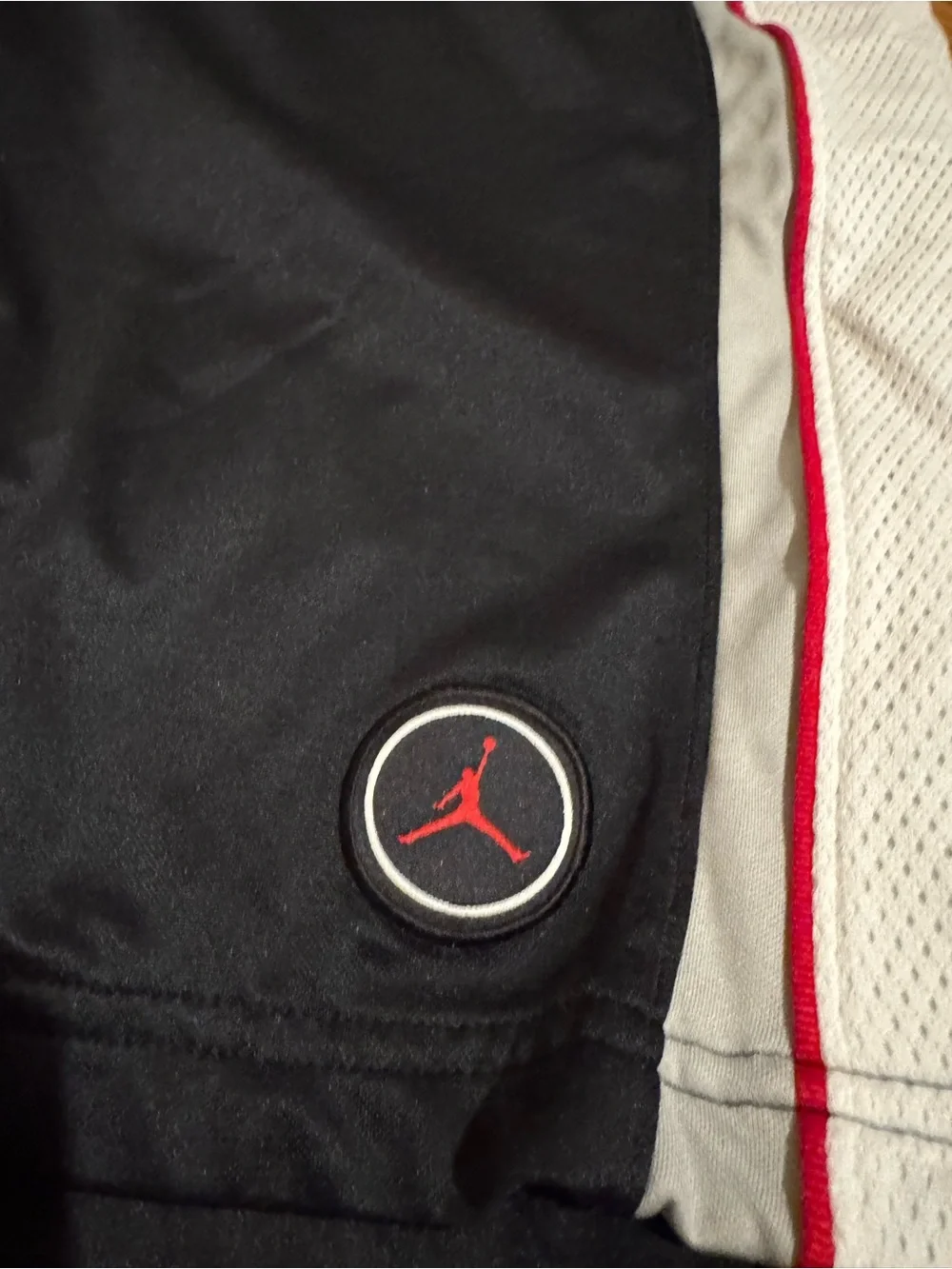 Jordan Black Athletic Shorts with White Panels and Red Trim